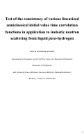Cover page: Test of the consistency of various linearized semiclassical initial value time correlation functions in application to inelastic neutron scattering from liquid para-hydrogen