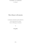 Cover page: Three Essays in Economics