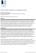 Cover page: Linking occupant complaints to building performance