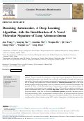 Cover page: Denoising Autoencoder, A Deep Learning Algorithm, Aids the Identification of A Novel Molecular Signature of Lung Adenocarcinoma