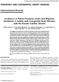 Cover page: Incidence of patent foramen ovale and migraine headache in adults with congenital heart disease with no known cardiac shunts