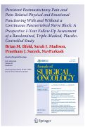 Cover page: Persistent Postmastectomy Pain and Pain-Related Physical and Emotional Functioning With and Without a Continuous Paravertebral Nerve Block: A Prospective 1-Year Follow-Up Assessment of a Randomized, Triple-Masked, Placebo-Controlled Study