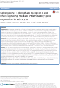 Cover page: Sphingosine 1-phosphate receptor 3 and RhoA signaling mediate inflammatory gene expression in astrocytes