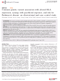 Cover page: Common genetic variant association with altered HLA expression, synergy with pyrethroid exposure, and risk for Parkinson’s disease: an observational and case–control study