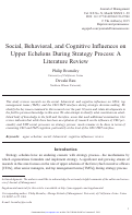 Cover page: Social, Behavioral, and Cognitive Influences on Upper Echelons During Strategy Process