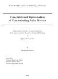 Cover page: Computational Optimization of Concentrating Solar Devices