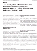 Cover page: The investigators reflect: what we have learned from the Deepening our Understanding of Quality Improvement in Europe (DUQuE) study
