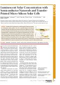 Cover page: Luminescent Solar Concentration with Semiconductor Nanorods and Transfer-Printed Micro-Silicon Solar Cells