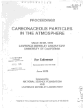 Cover page: PROCEEDINGS. CARBONACEOUS PARTICLES IN THE ATMOSPHERE