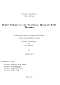 Cover page: Higher Categories and Topological Quantum Field Theories