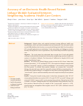 Cover page: Accuracy of an Electronic Health Record Patient Linkage Module Evaluated between Neighboring Academic Health Care Centers