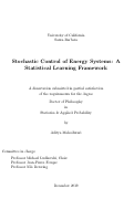 Cover page: Stochastic Control of Energy Systems: A Statistical Learning Framework