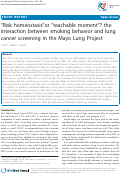 Cover page: "Risk homeostasis" or "teachable moment"? the interaction between smoking behavior and lung cancer screening in the Mayo Lung Project