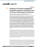 Cover page: Analyses of nicotine metabolism biomarker genetics stratified by sex in African and European Americans
