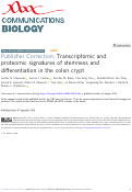 Cover page: Publisher Correction: Transcriptomic and proteomic signatures of stemness and differentiation in the colon crypt