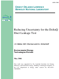 Cover page: Reducing Uncertainty for the DeltaQ Duct Leakage Test