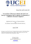 Cover page: An Analysis of Measures to Reduce the Life-Cycle Energy Consumption and Greenhouse Gas Emissions of California's Personal Computers