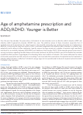 Cover page: Age of amphetamine prescription and ADD/ADHD: Younger is Better