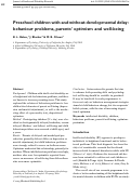 Cover page: Preschool children with and without developmental delay: behaviour problems, parents' optimism and well-being