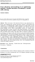 Cover page: Scope, phonology and morphology in an agglutinating language: Choguita Rarámuri (Tarahumara) variable suffix ordering