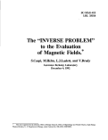 Cover page: The "Inverse Problem" to the Evaluation of Magnetic Fields