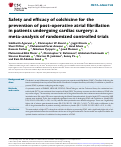 Cover page: Safety and efficacy of colchicine for the prevention of post-operative atrial fibrillation in patients undergoing cardiac surgery: a meta-analysis of randomized controlled trials