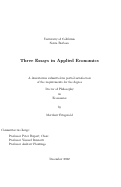 Cover page: Three Essays in Applied Economics