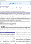 Cover page: Heart rate variability during sleep in children and adolescents with restless sleep disorder: a comparison with restless legs syndrome and normal controls.