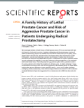 Cover page: A Family History of Lethal Prostate Cancer and Risk of Aggressive Prostate Cancer in Patients Undergoing Radical Prostatectomy