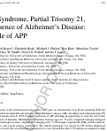 Cover page: Down Syndrome, Partial Trisomy 21, and Absence of Alzheimer’s Disease: The Role of APP