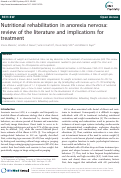Cover page: Nutritional rehabilitation in anorexia nervosa: review of the literature and implications for treatment