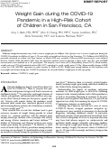 Cover page: Weight Gain during the COVID-19 Pandemic in a High-Risk Cohort of Children in San Francisco, CA