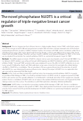 Cover page: The novel phosphatase NUDT5 is a critical regulator of triple-negative breast cancer growth.