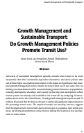 Cover page: Growth management and sustainable transport: Do growth management policies promote transit use?&nbsp;