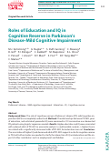 Cover page: Roles of Education and IQ in Cognitive Reserve in Parkinson’s Disease-Mild Cognitive Impairment