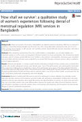 Cover page: ‘How shall we survive’: a qualitative study of women’s experiences following denial of menstrual regulation (MR) services in Bangladesh