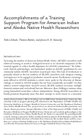 Cover page: Accomplishments of a Training Support Program for American Indian and Alaska Native Health Researchers