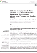 Cover page: Editorial: Everyday Beliefs About Emotion: Their Role in Subjective Experience, Emotion as an Interpersonal Process, and Emotion Theory