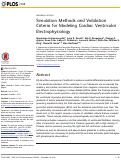 Cover page: Simulation Methods and Validation Criteria for Modeling Cardiac Ventricular Electrophysiology.