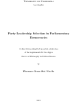 Cover page: Party Leadership Selection in Parliamentary Democracies