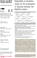 Cover page: Replicability of simulation studies for the investigation of statistical methods: the RepliSims project.