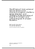 Cover page of The Effects of Instructional Conversations and Literature Logs on the Story Comprehension and Thematic Understanding of English Proficient and Limited English Proficient Students