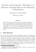 Cover page: Structure and Categoricity: Determinacy of Reference and Truth Value in the Philosophy of Mathematics