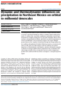 Cover page: Dynamic and thermodynamic influences on precipitation in Northeast Mexico on orbital to millennial timescales.