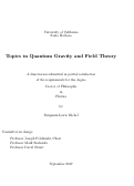 Cover page: Topics in Quantum Gravity and Field Theory