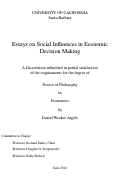 Cover page: Essays on Social Influences in Economic Decision Making