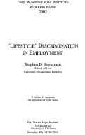 Cover page: 'Lifestyle' Discrimination in Employment