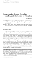 Cover page: Domesticating Islam: Sexuality, Gender, and the Limits of Pluralism