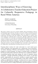 Cover page: Interdisciplinary Ways of Knowing: A Collaborative Teacher Education Project for Culturally Responsive Pedagogy in Rural White America