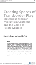 Cover page: Creating Spaces of Transborder Play: Indigenous Mexican Migrants in California and the Game of Pelota Mixteca